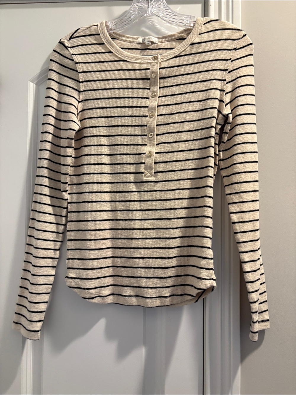 Oatmeal and Black Striped Henley